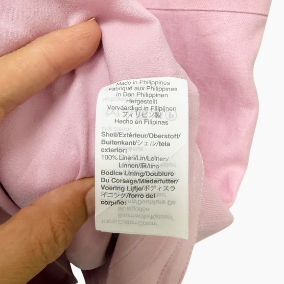 J. Crew Pink Linen Lace Up Sleeveless Midi Dress Pink Women's Size 12 - Picture 5 of 11